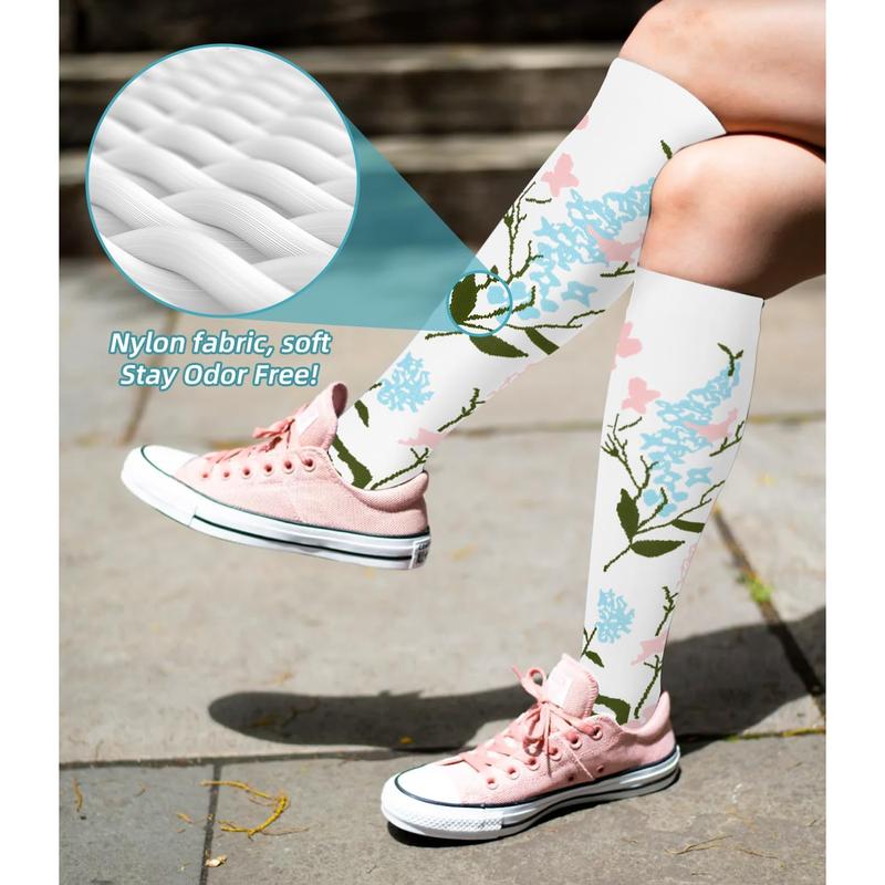 6 pairs of new floral pattern compression stockings sport professional ladies men's stockings edema varicose veins nurse compres