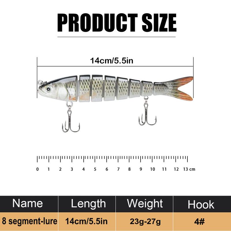 8 Segment Swimming Bait Fishing Lures Lifelike Jointed Swimbait Slow Sinking for Freshwater and Saltwater Fishing Gifts for Men