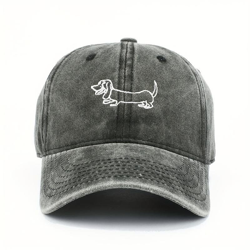 Cool Sweet Cute Curved Brim Baseball Cap, Embroidered Dachshund Distressed Trucker Cap, Snapback Cap for Casual Outdoor Casual Sports