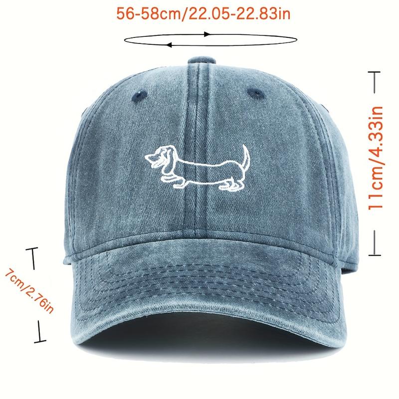 Cool Sweet Cute Curved Brim Baseball Cap, Embroidered Dachshund Distressed Trucker Cap, Snapback Cap for Casual Outdoor Casual Sports