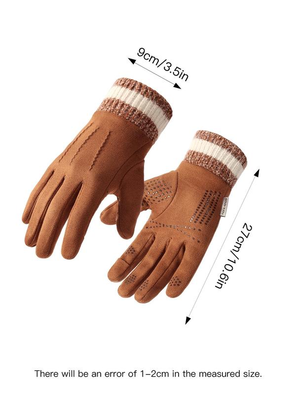 Men's Solid Color Touch Screen Thermal Lined Gloves, Casual Outdoor Sports Gloves, Warm Gloves for Cycling, Driving, Running, Skiing