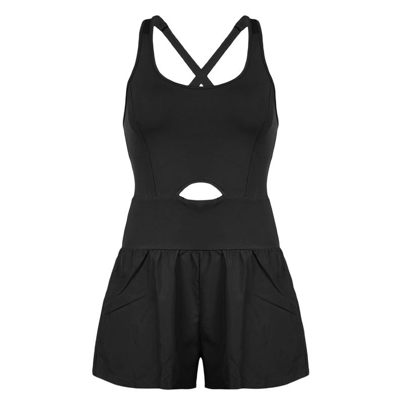 Women workout jumpsuits rompers running  Solid Color Cami Playsuits Sleeveless Sports Short Jumpsuits Summer Cross Backless Romper Tracksuits outfits tennis exercise gym clothes